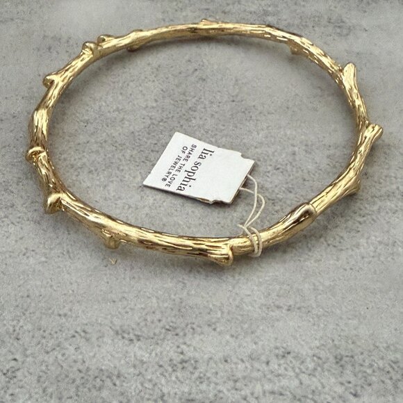 Lia Sophia Jewelry - NWT Lia Sophia Out on a Limb Twig Branch Gold Tone Bangle Bracelet M/L 2.75" ID